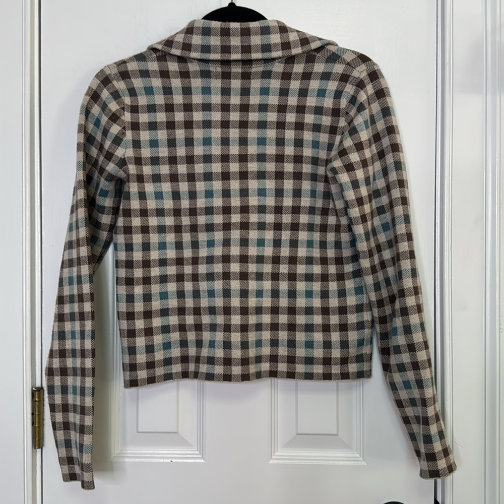 Rachel Zoe Plaid Jacket - Brown, Blue, Cream - Picture 6 of 7